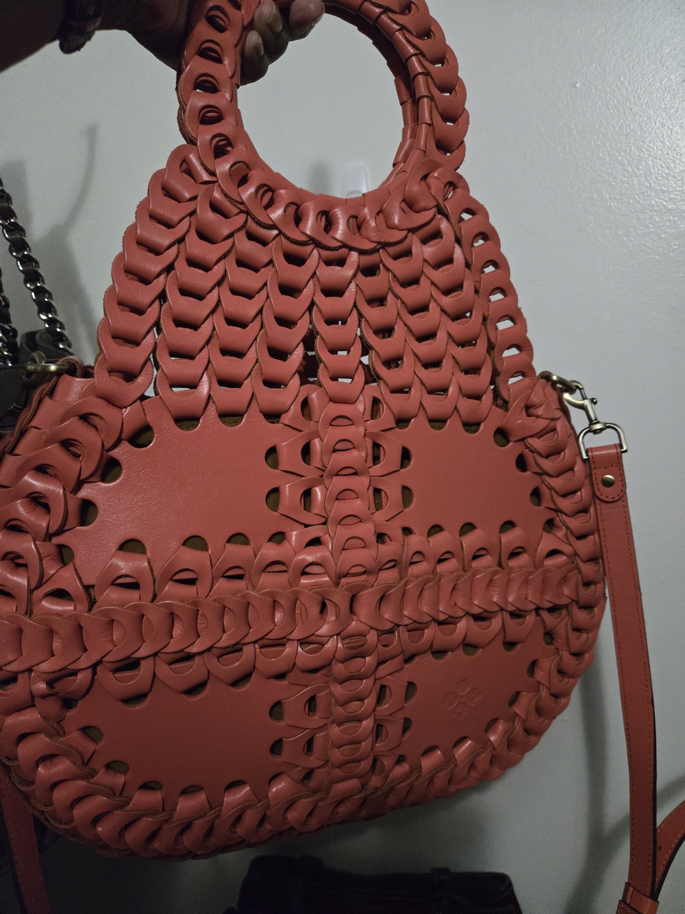 🤎Beautiful Patricia Nash Pisticci Coral Woven Round-Handle Shoulder Bag